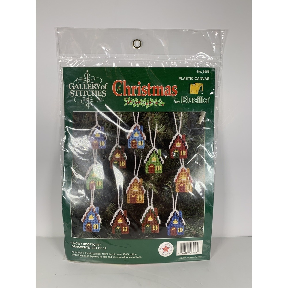 BUCILLA CHRISTMAS GALLERY OF STITCHES 12‎ Ornaments 6956 Snowy Rooftops